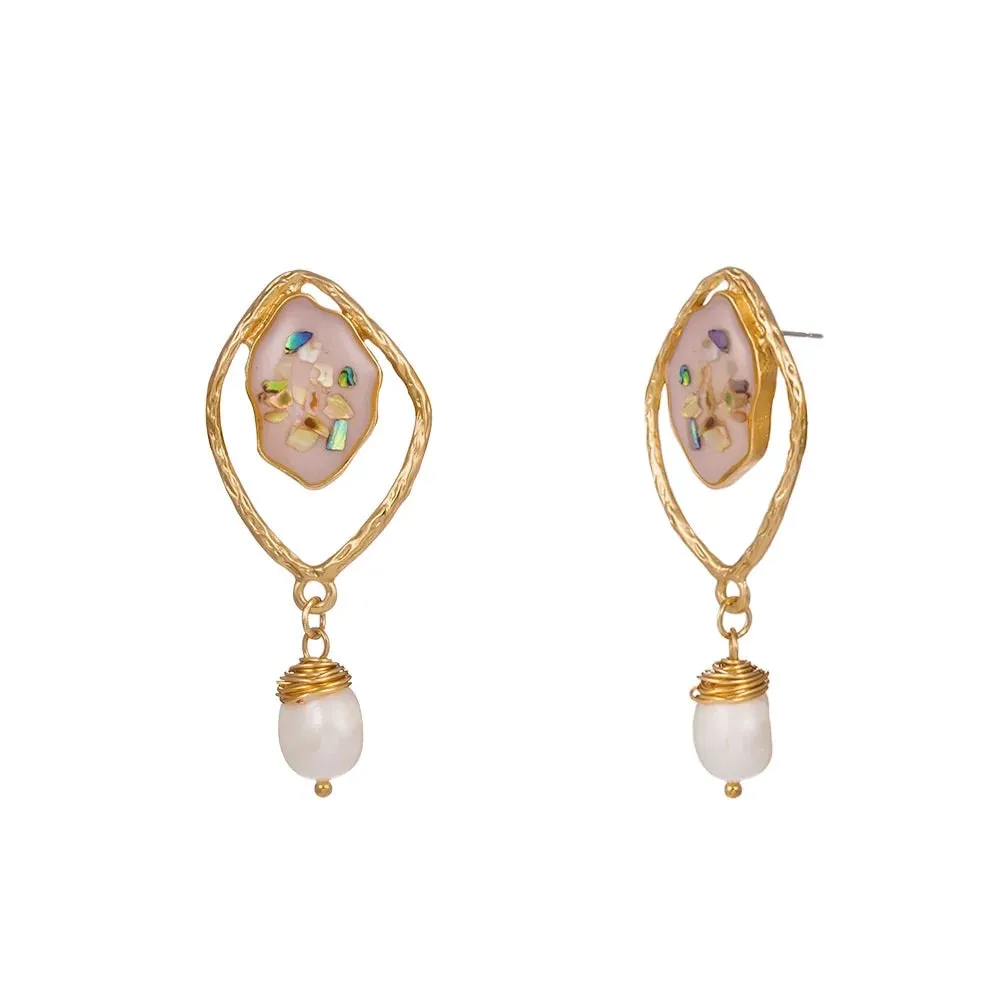 Geometric Pearl Drop Earrings