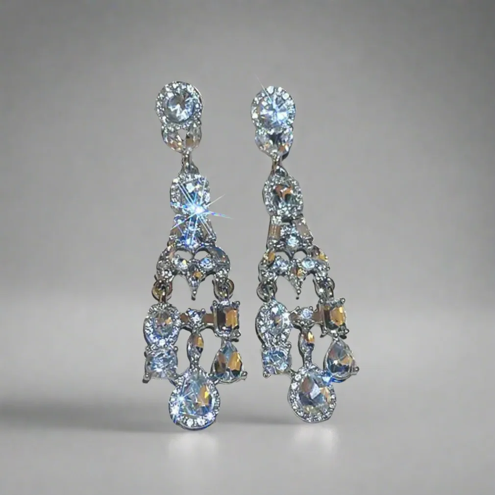 Geometric Rhinestone Chandelier Earrings