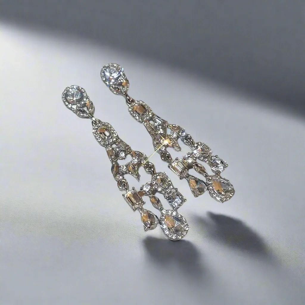 Geometric Rhinestone Chandelier Earrings