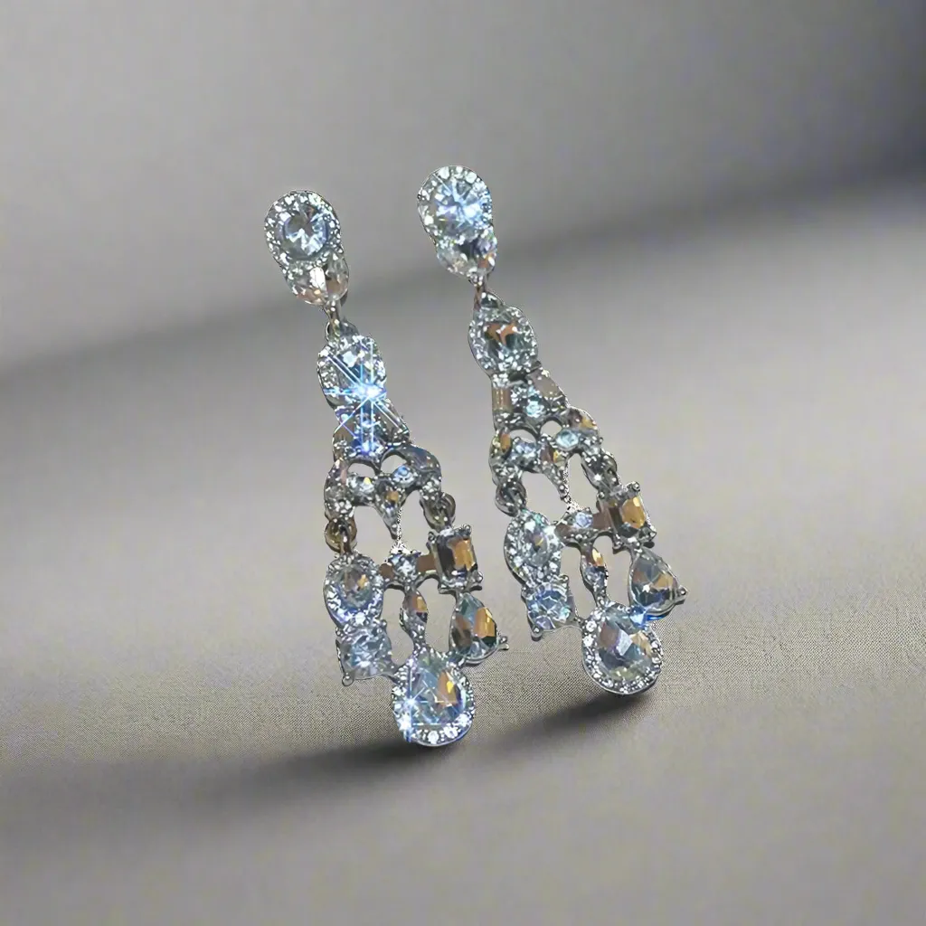 Geometric Rhinestone Chandelier Earrings