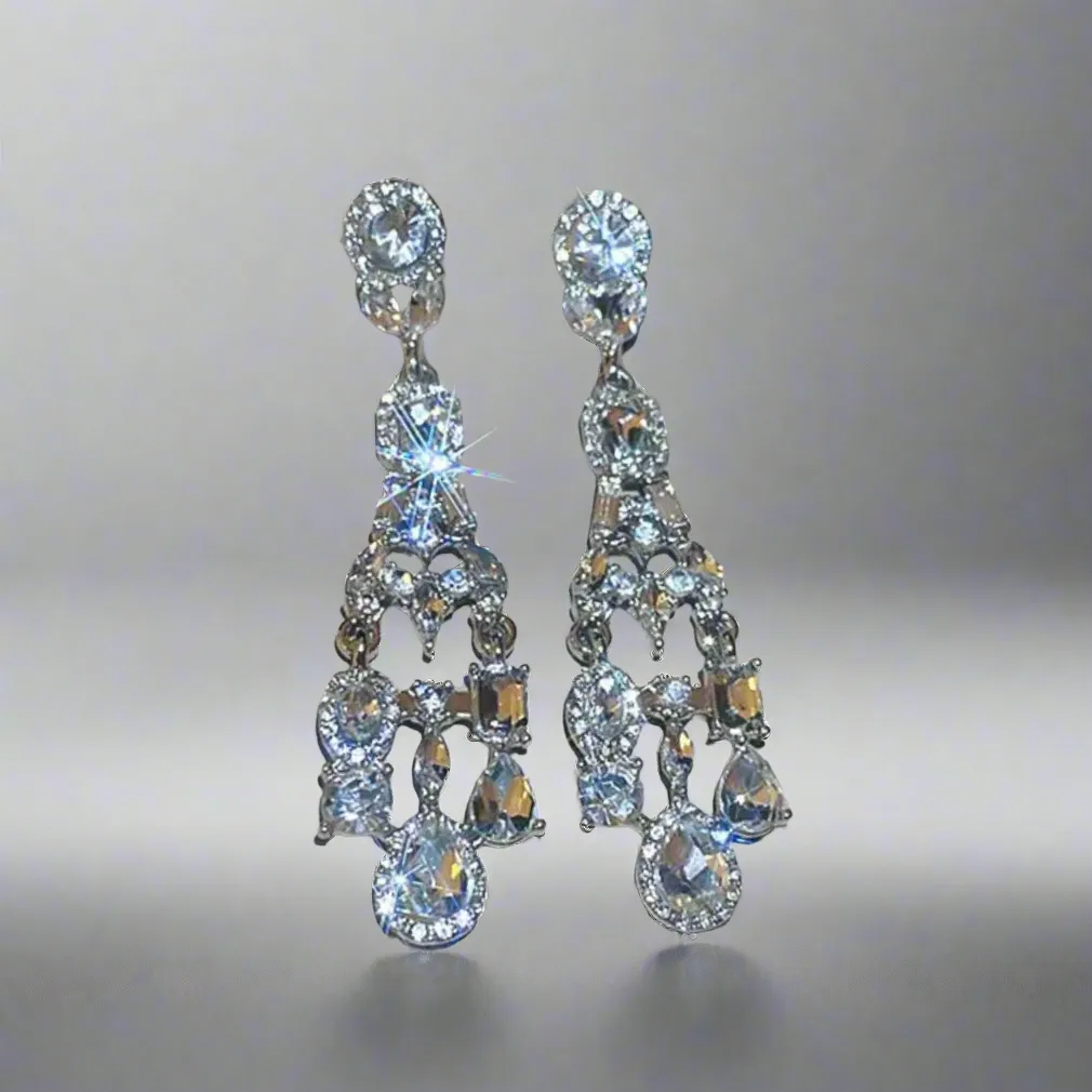 Geometric Rhinestone Chandelier Earrings