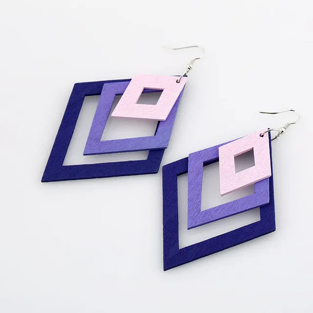 Geometric Rhombus Drop Hanging Earrings