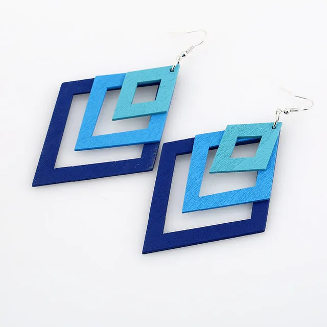 Geometric Rhombus Drop Hanging Earrings