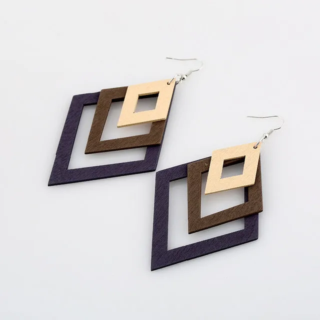 Geometric Rhombus Drop Hanging Earrings