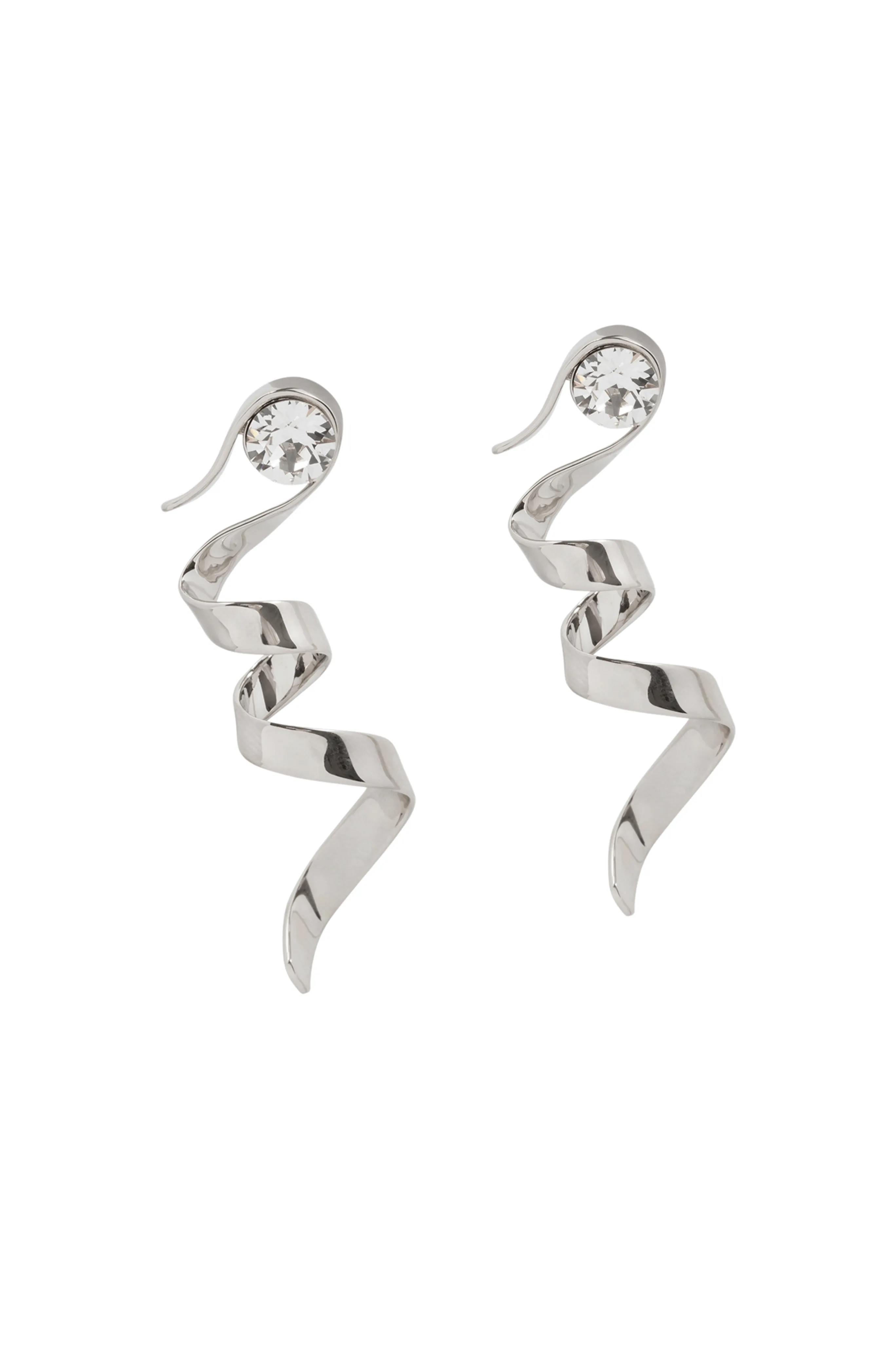 Geometric Silver Twist Earrings