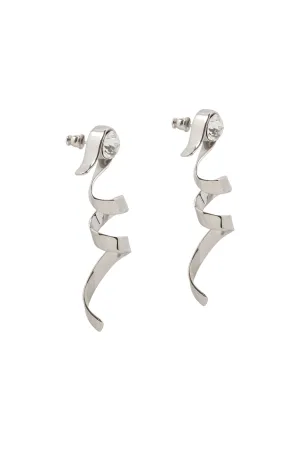 Geometric Silver Twist Earrings