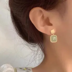 Geometric Square Jade Earrings