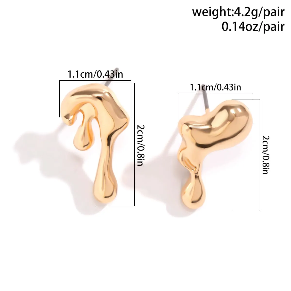 Geometric Tiny Gold Silver Tone Lava Earrings