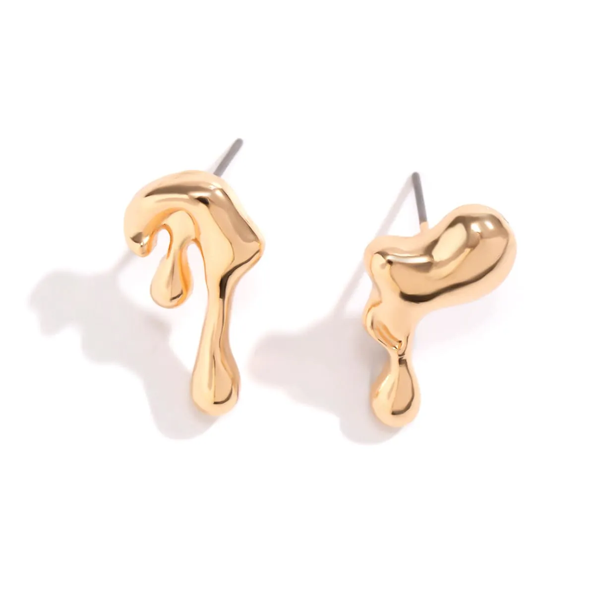 Geometric Tiny Gold Silver Tone Lava Earrings