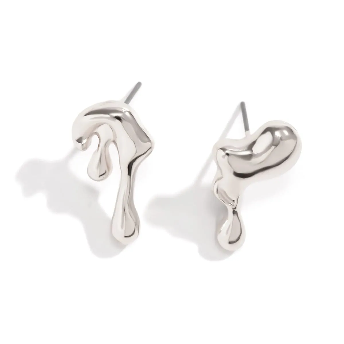 Geometric Tiny Gold Silver Tone Lava Earrings
