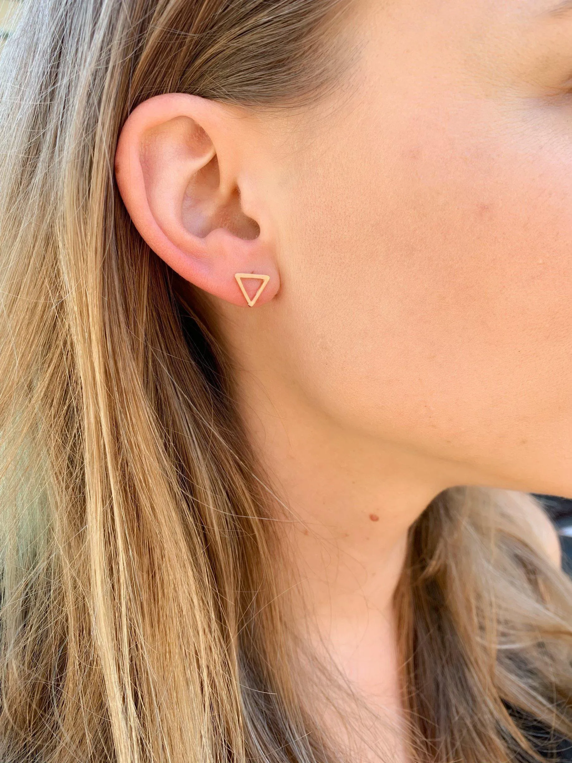 Geometric Triangle Studs in Rose Gold