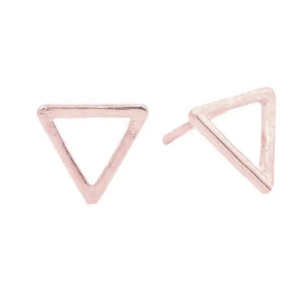 Geometric Triangle Studs in Rose Gold