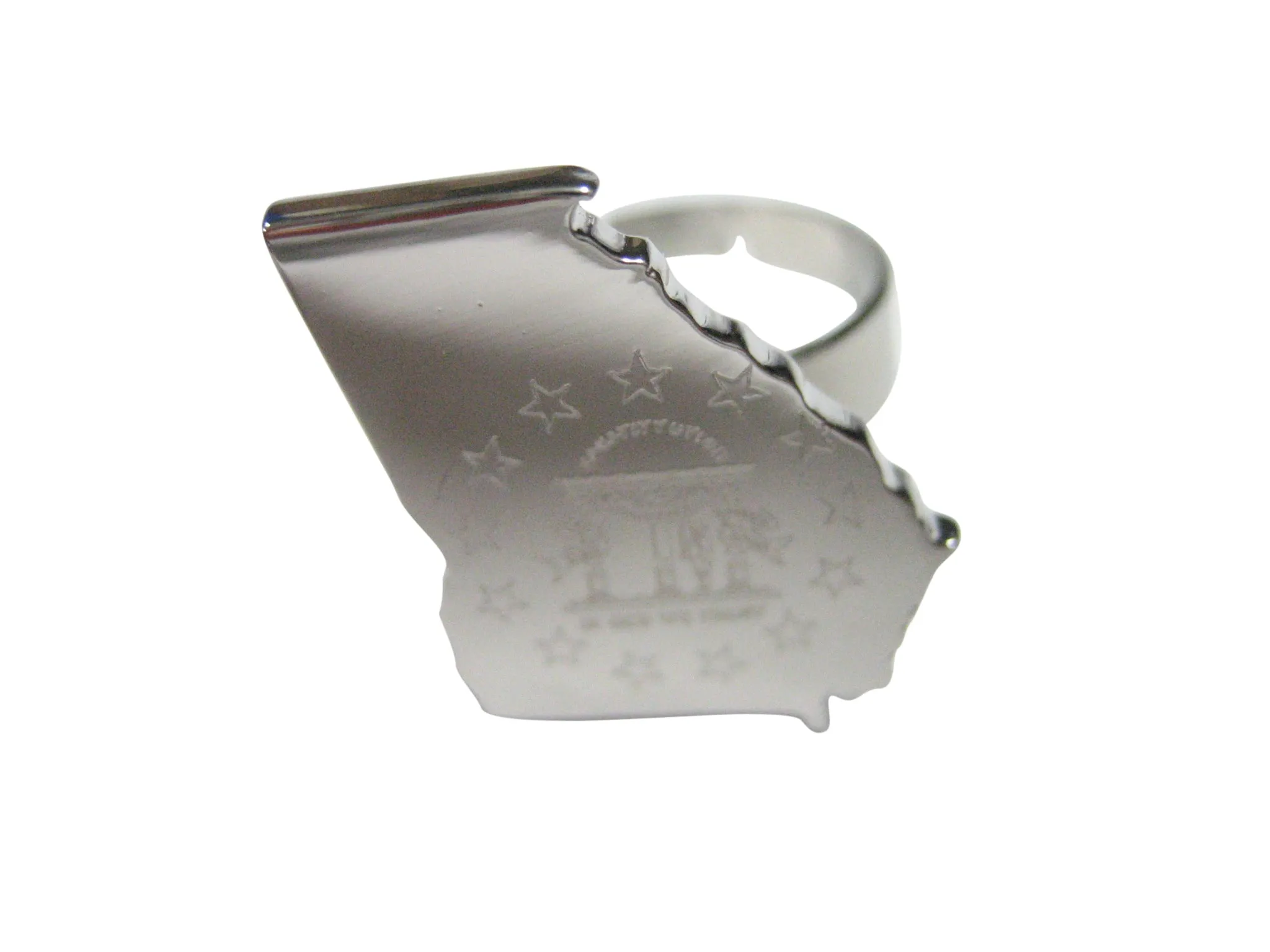 Georgia State Map Shape and Flag Design Adjustable Size Fashion Ring