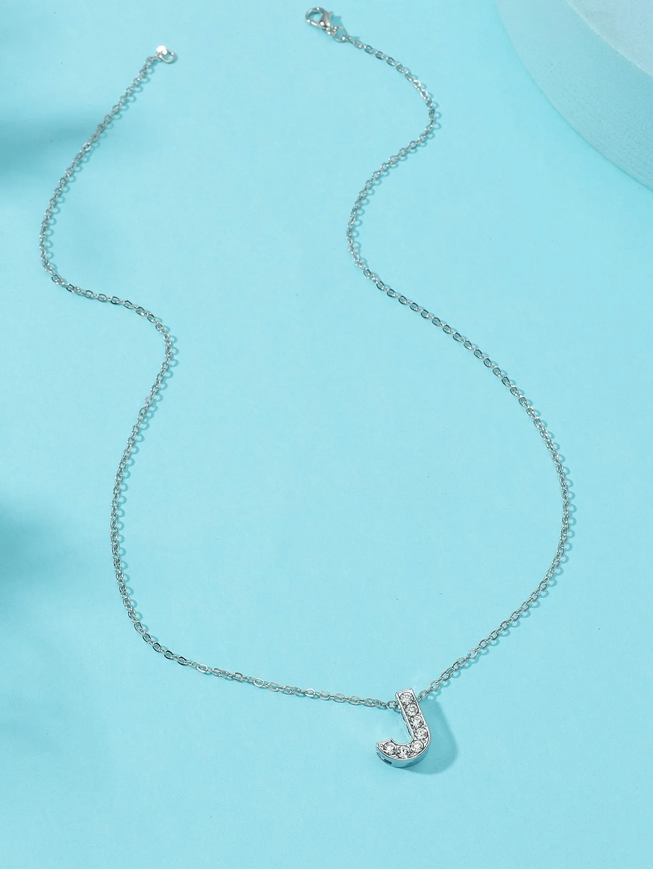 Girls Rhinestone Decor Letter Charm Necklace - FD