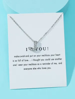 Girls Rhinestone Decor Letter Charm Necklace - FD