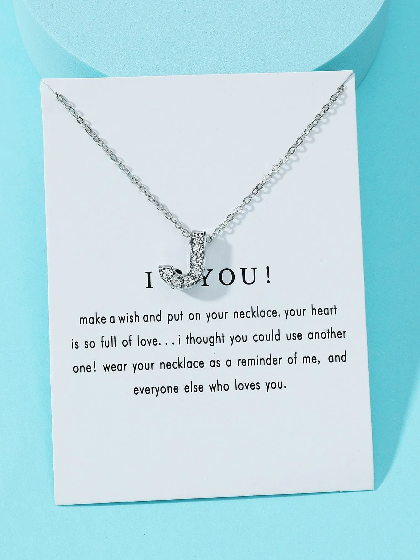Girls Rhinestone Decor Letter Charm Necklace - FD