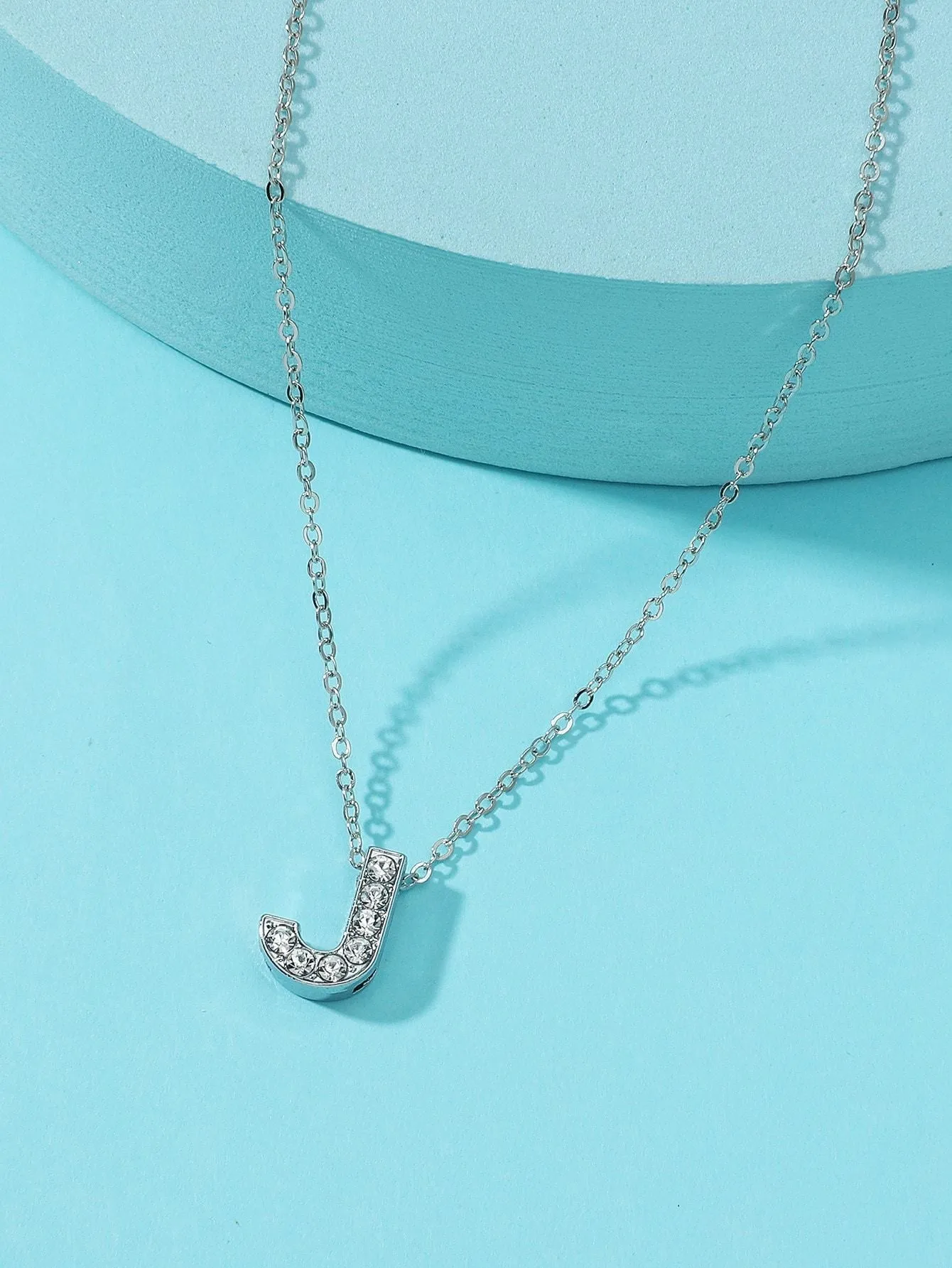 Girls Rhinestone Decor Letter Charm Necklace - FD