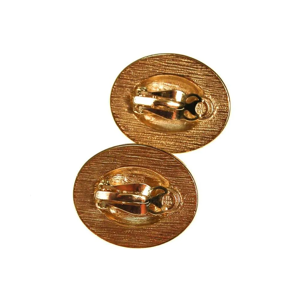 Givenchy Couture Black, Gold, and Faux Pearl Oval Statement Earrings