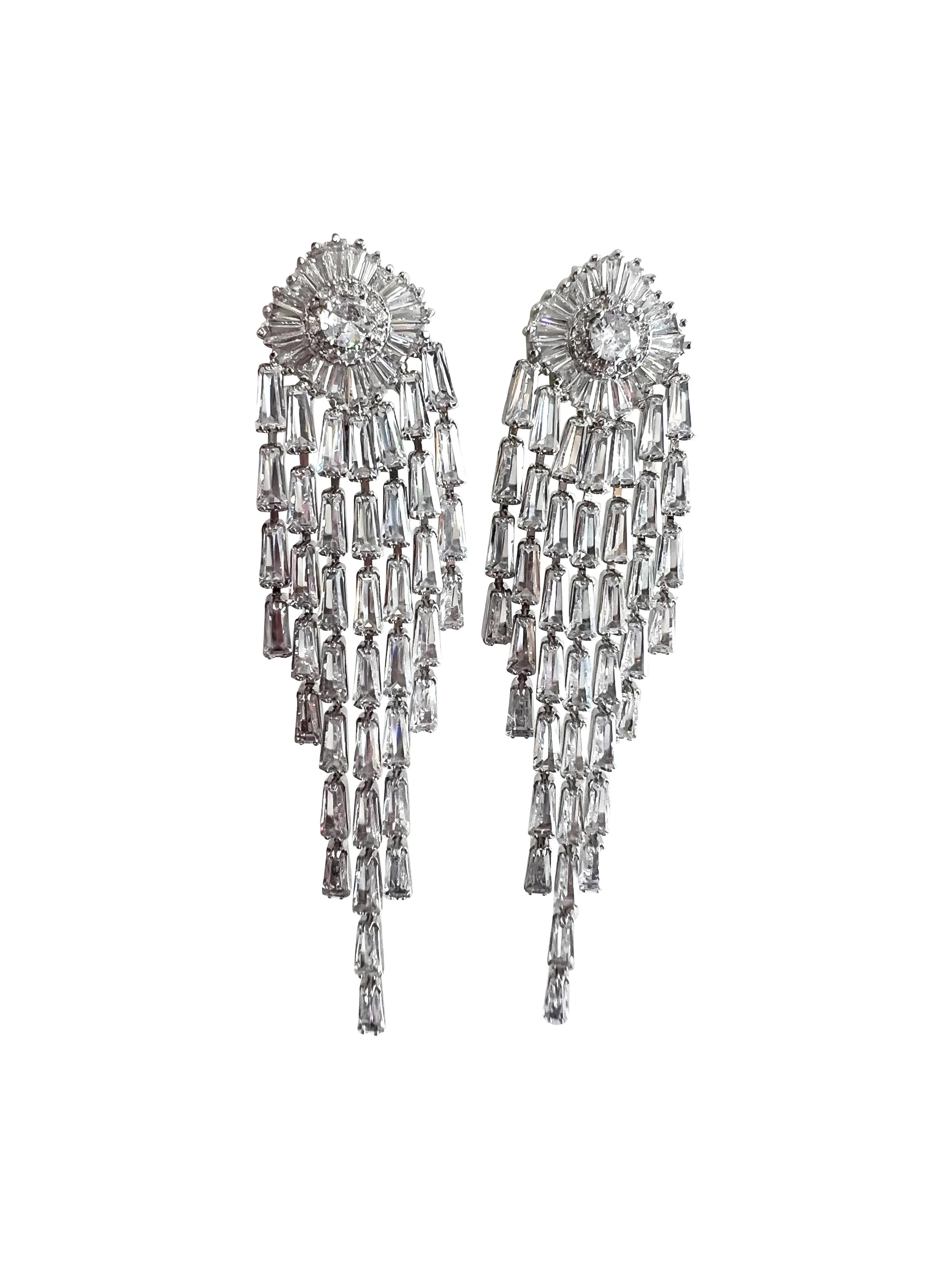 Glam Statement Earrings - Silver