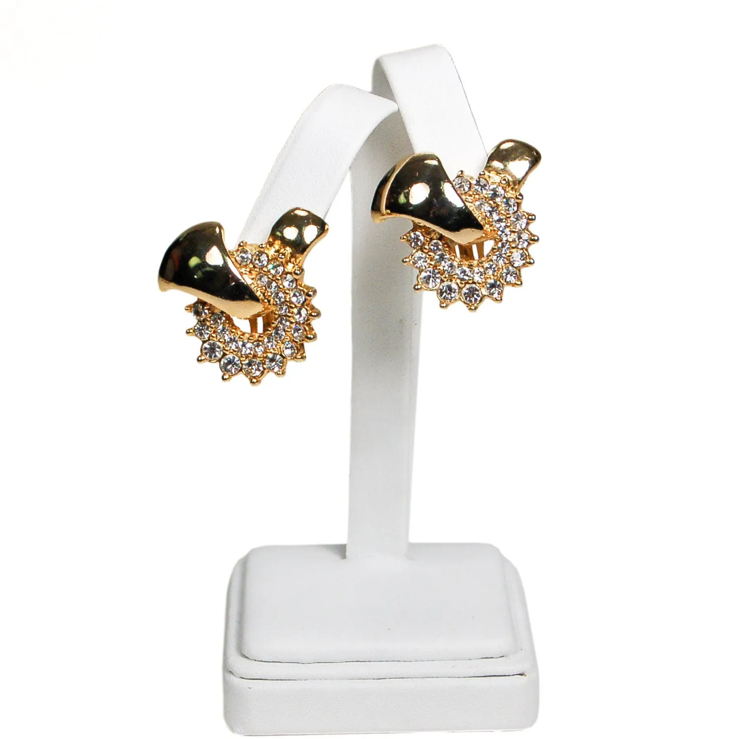 Gold and Rhinestone Knot Statement Earrings
