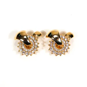 Gold and Rhinestone Knot Statement Earrings