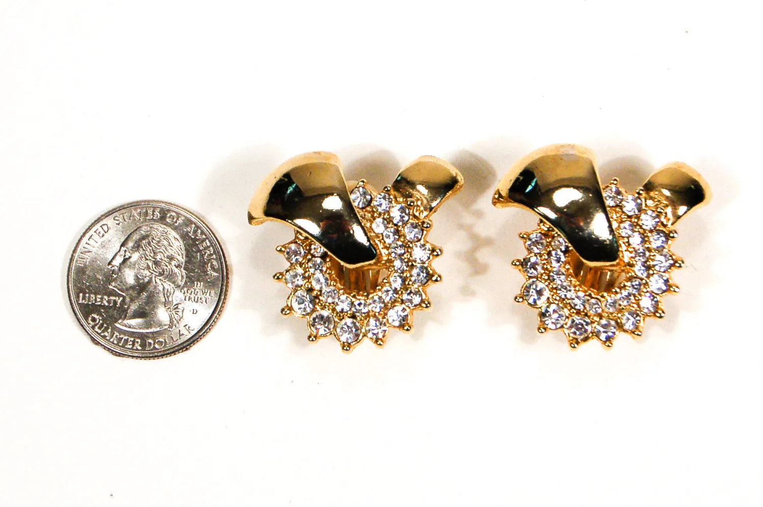 Gold and Rhinestone Knot Statement Earrings