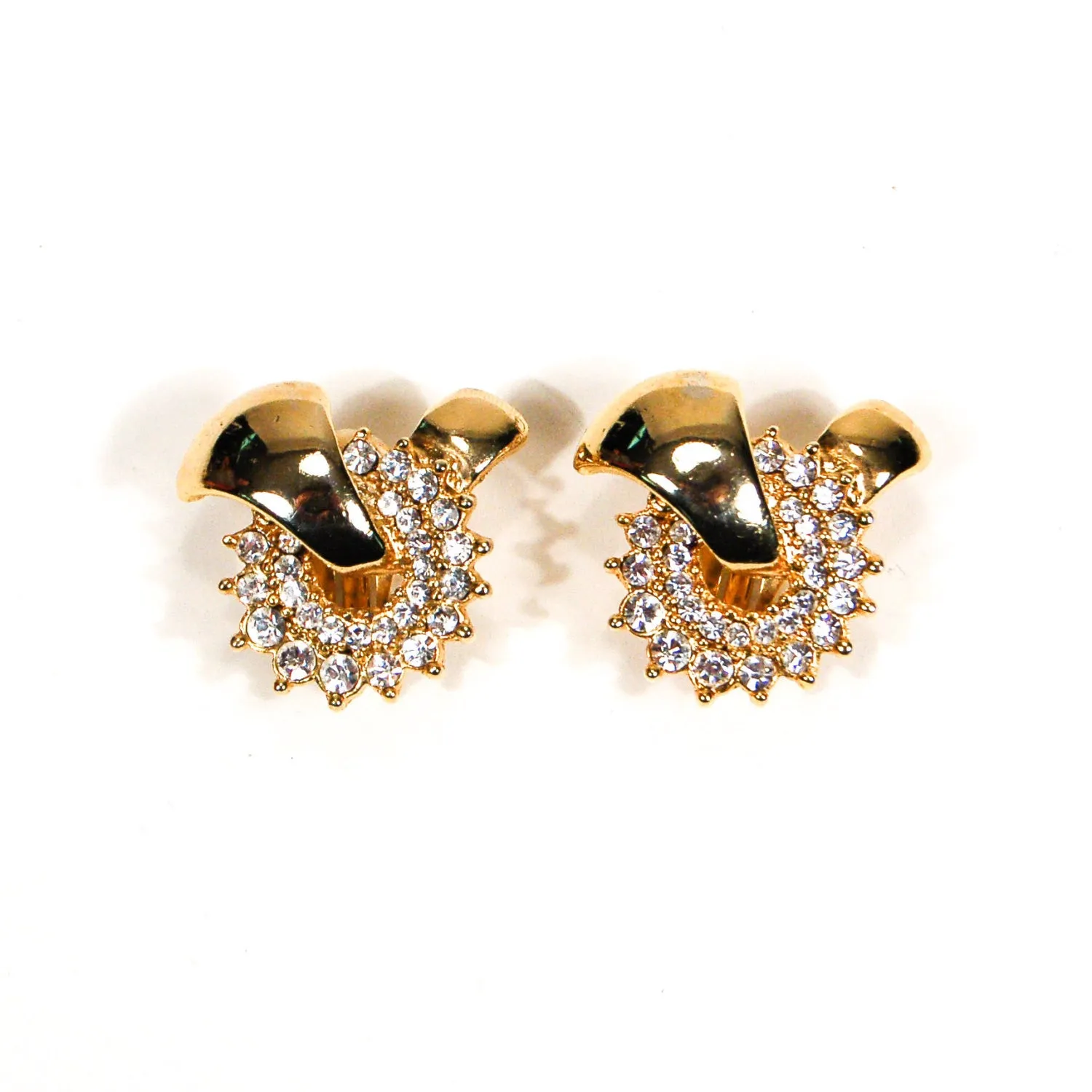 Gold and Rhinestone Knot Statement Earrings