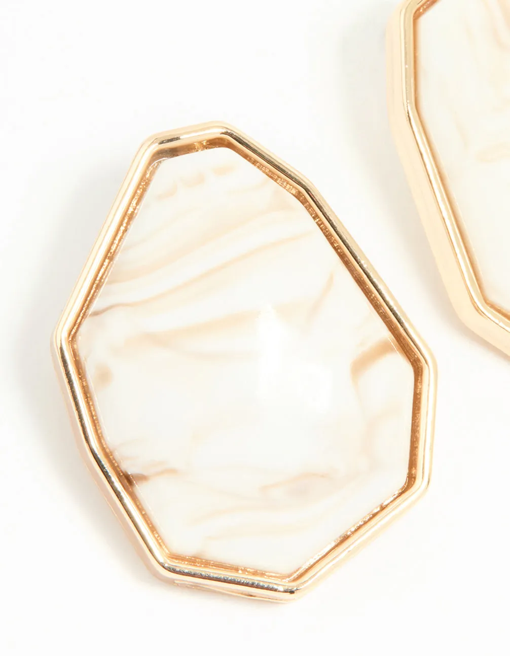 Gold Geometric Stone Stud Earrings