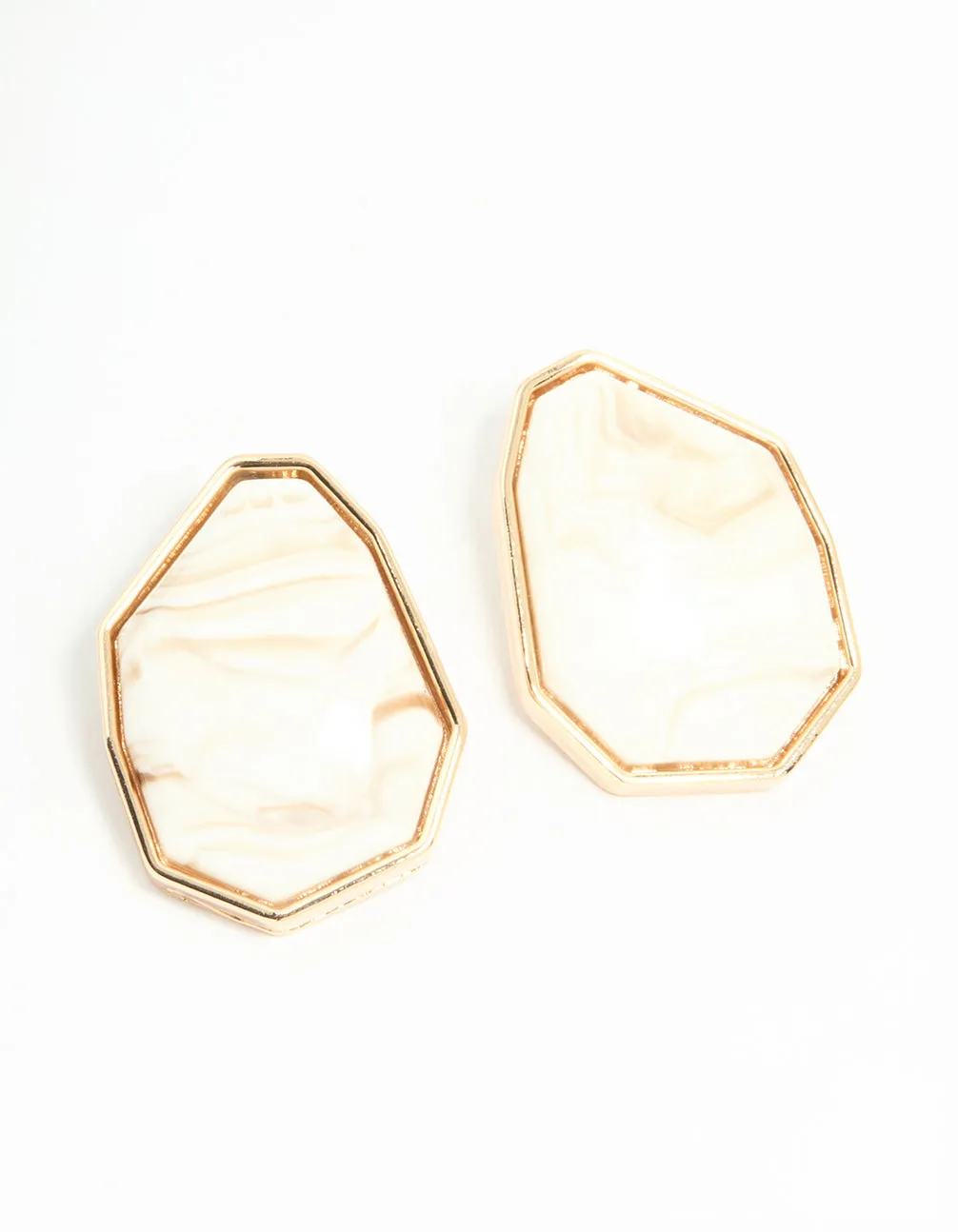 Gold Geometric Stone Stud Earrings