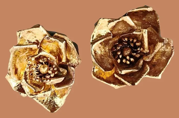 Gold Gilded Flower Earrings