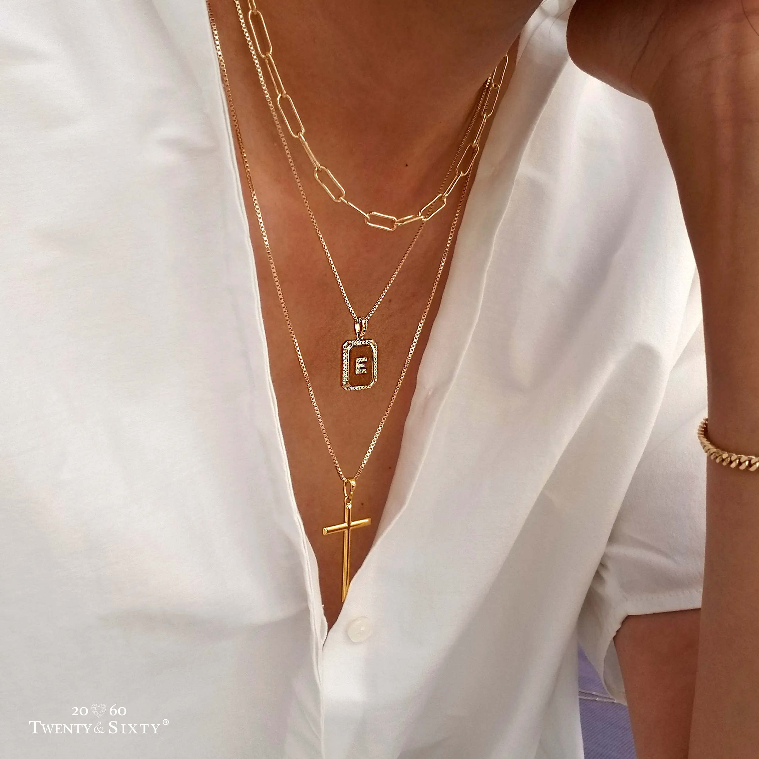 Gold Initial Letter Pendant Necklace