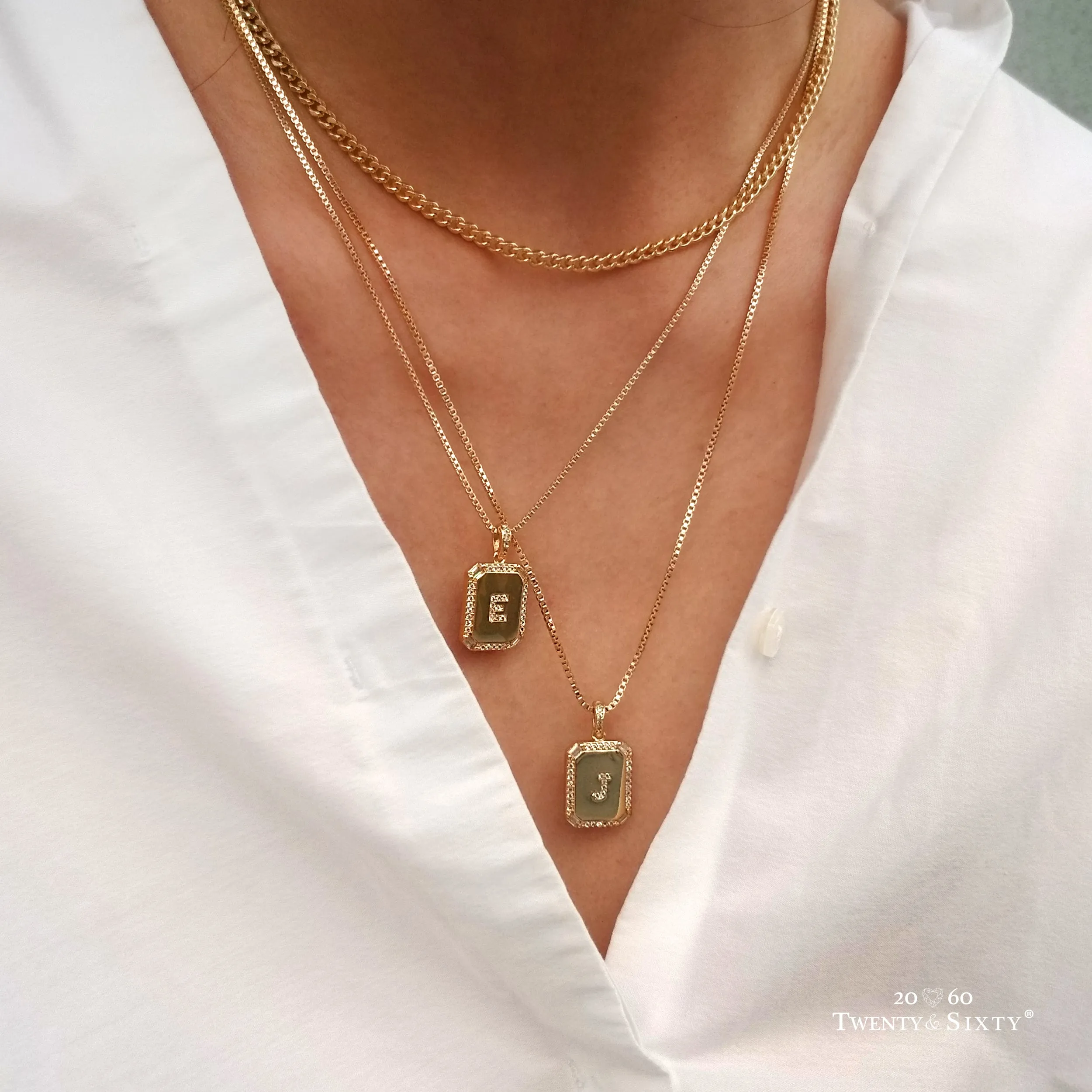 Gold Initial Letter Pendant Necklace