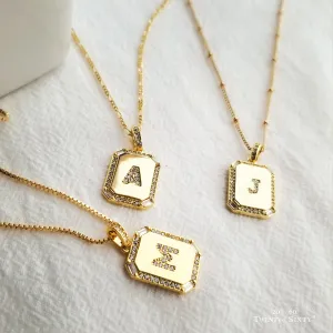 Gold Initial Letter Pendant Necklace