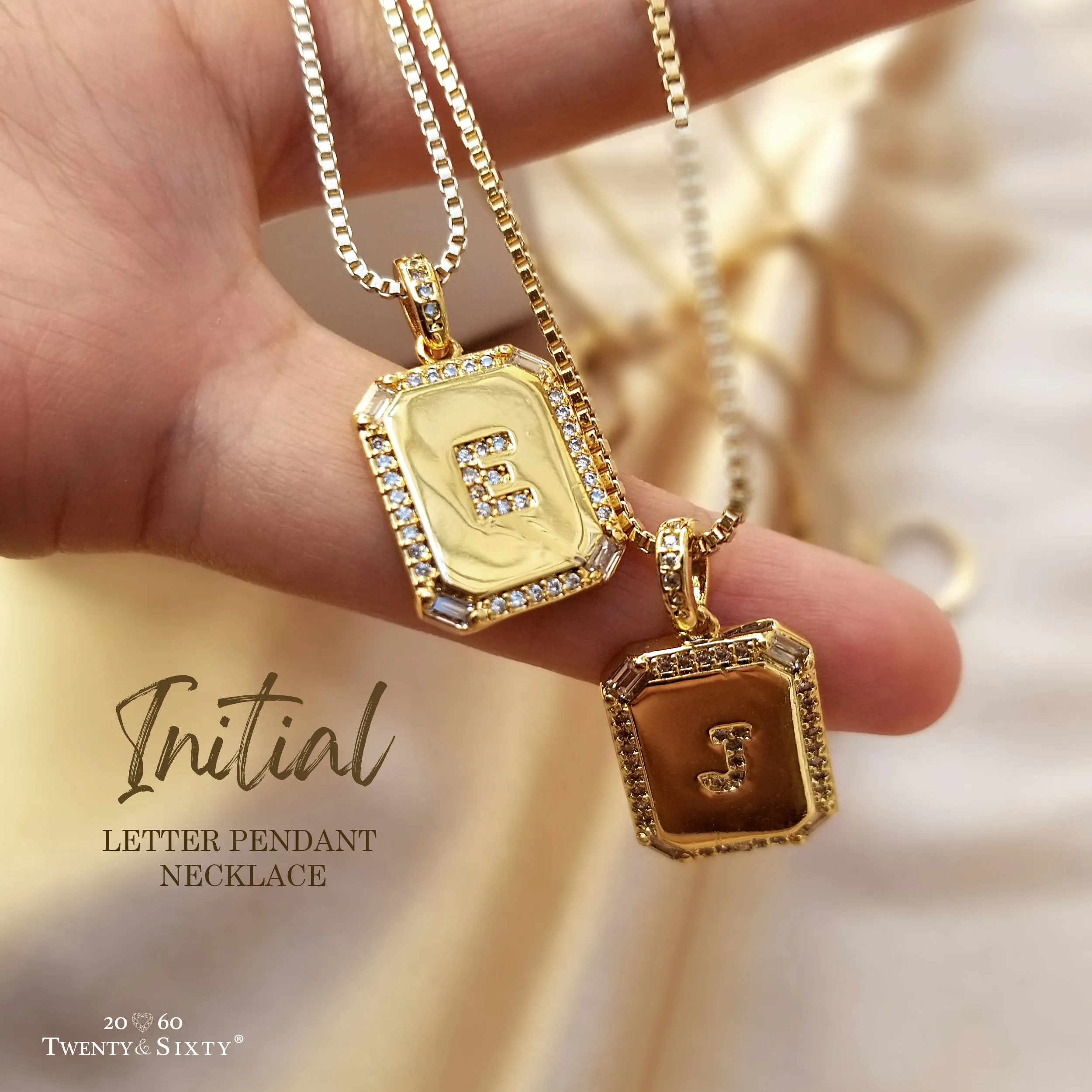 Gold Initial Letter Pendant Necklace