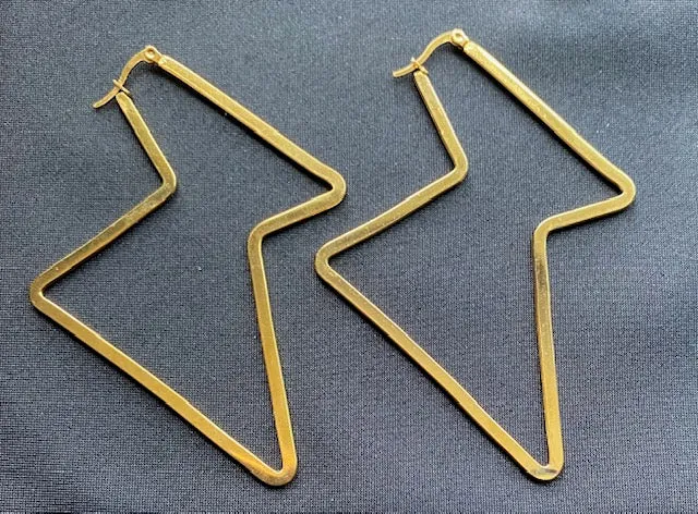 Gold Lightning Bolt Hoop Earrings