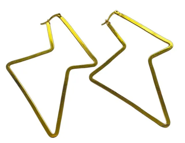 Gold Lightning Bolt Hoop Earrings