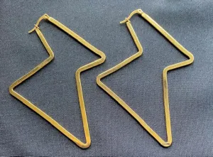 Gold Lightning Bolt Hoop Earrings