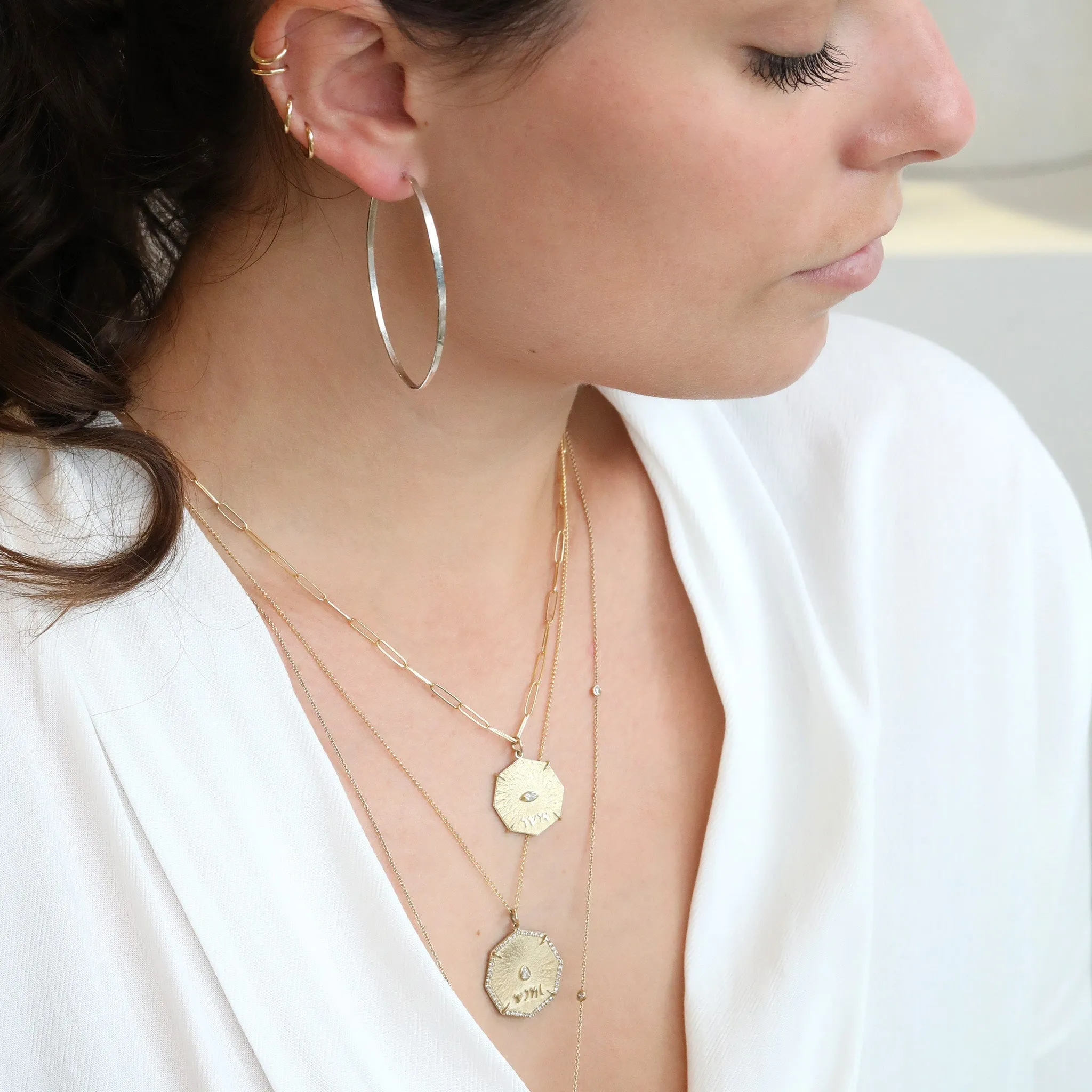 Gold Octagon "Bliss" Pendant with Marquise Diamond