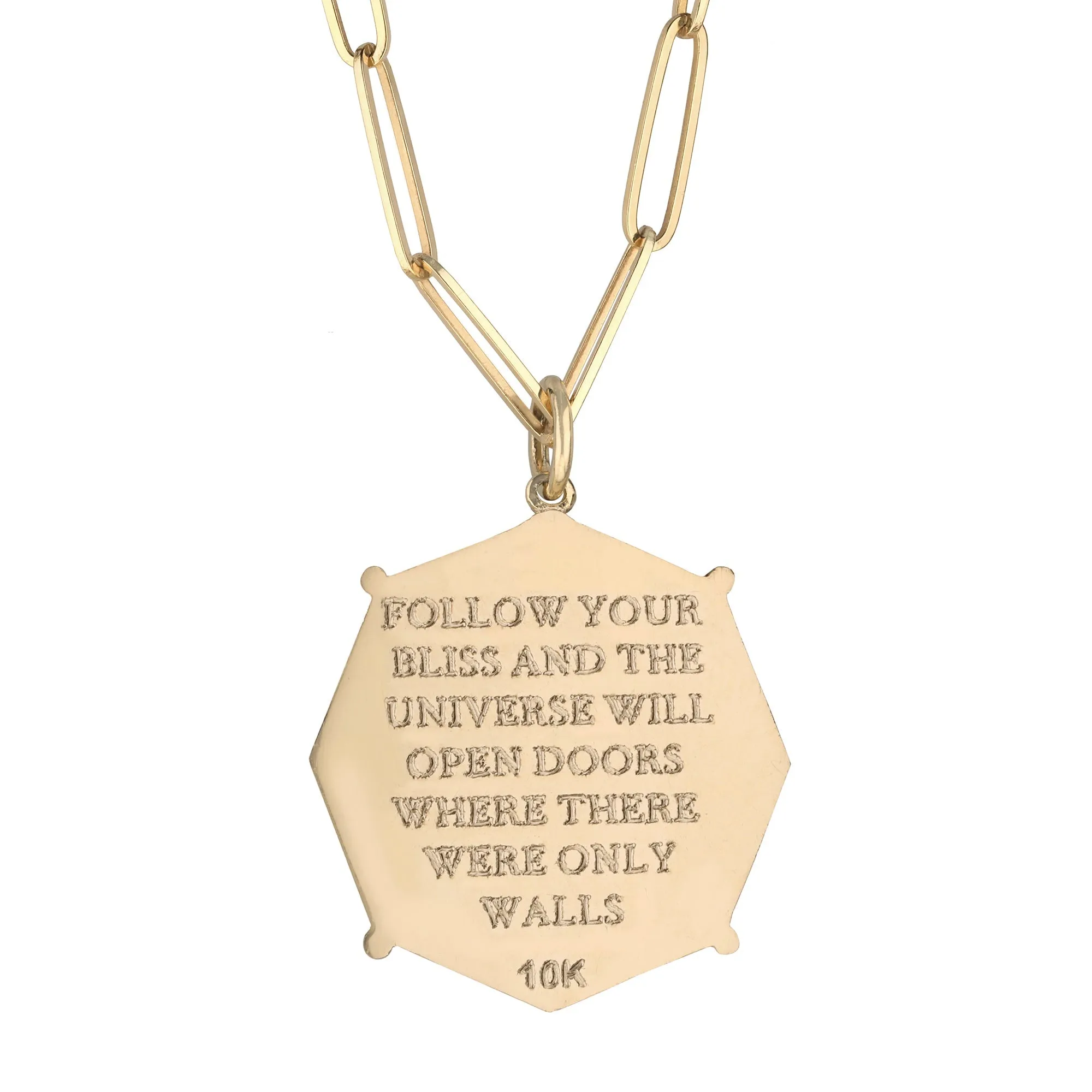 Gold Octagon "Bliss" Pendant with Marquise Diamond