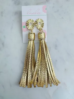 Gold Tassel Statement Earrings