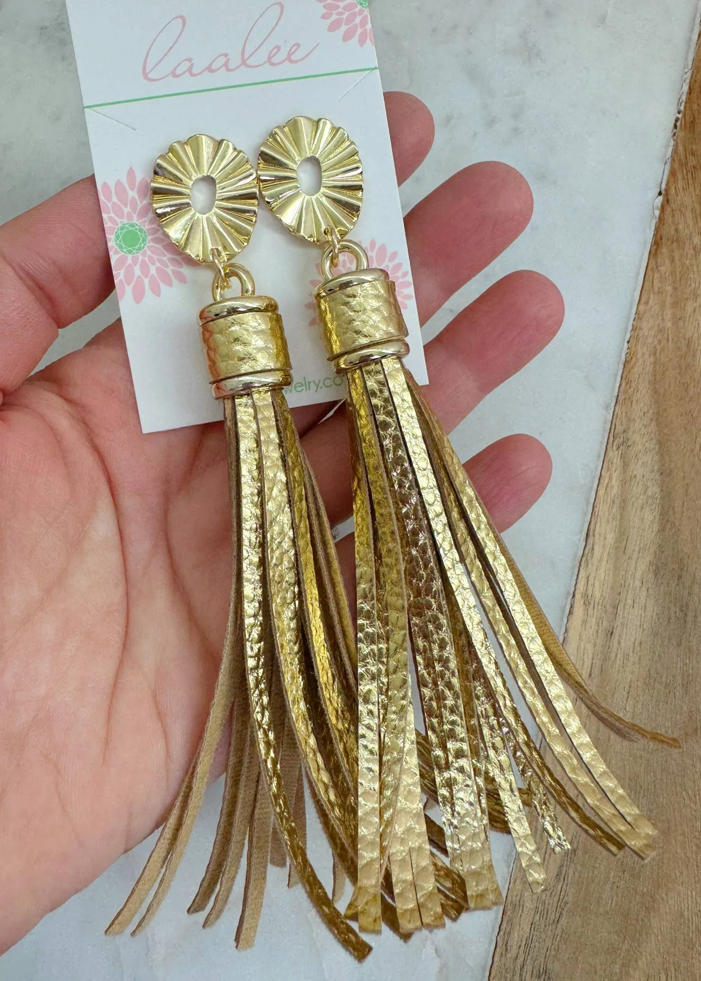 Gold Tassel Statement Earrings