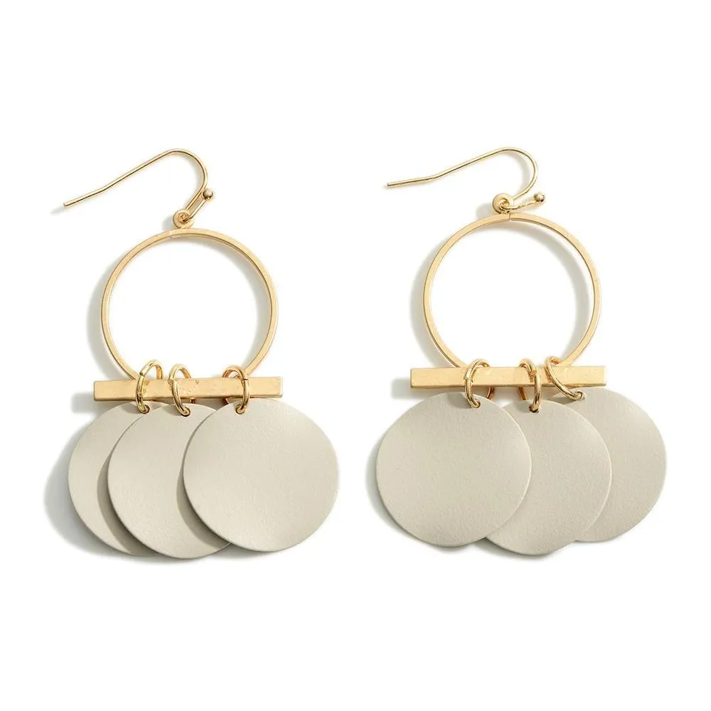 Gold Toned Earrings Featuring Painted Metal Discs S