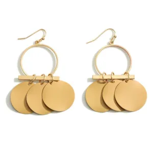 Gold Toned Earrings Featuring Painted Metal Discs S