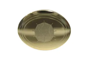 Gold Toned Etched Oval Polyhedral Virus Adjustable Size Fashion Ring