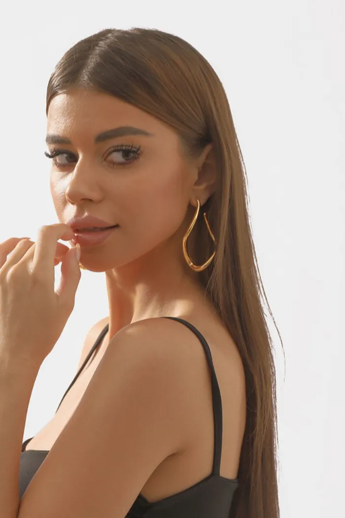 Gold Twisted Dangle Earrings
