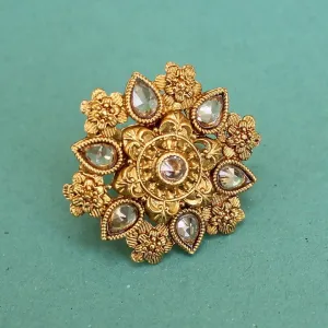 Golden Adjustable Kundan Finger Rings