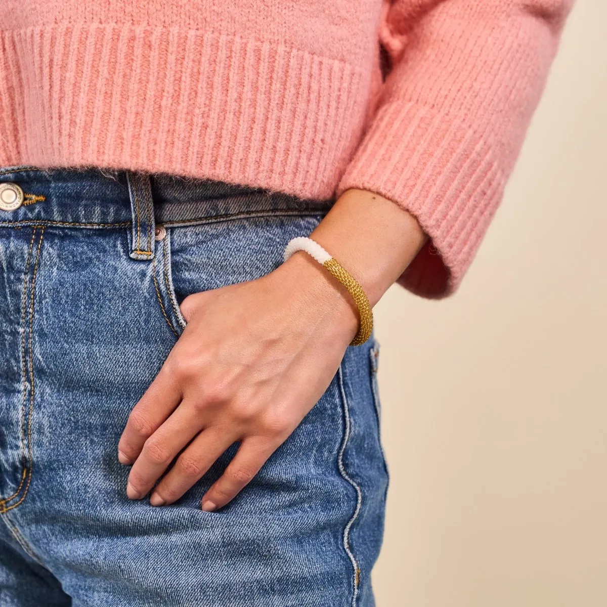 Golden Cloud | Himalayan Glass Bead Bracelet