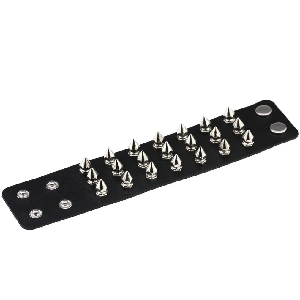 Gothic Delicate Cuspidal Spikes Rivet Leather Bracelets Punk Bracelet for Women Men  Light coffee