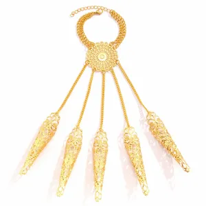 Gothic Flower Five Finger Armor Nails Mittens Bracelet