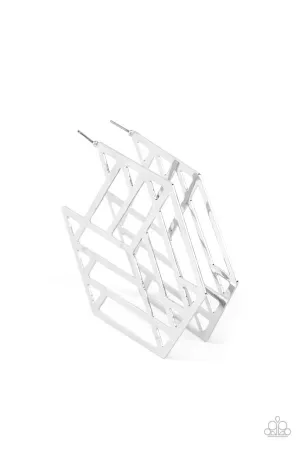 Gotta Get GEO-ing Silver Paparazzi Earrings